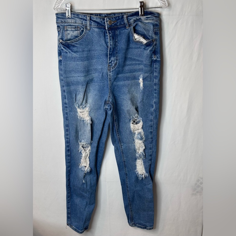 Elite Jeans Blue Distressed Cotton Pants Jeans Girls Size 13/14